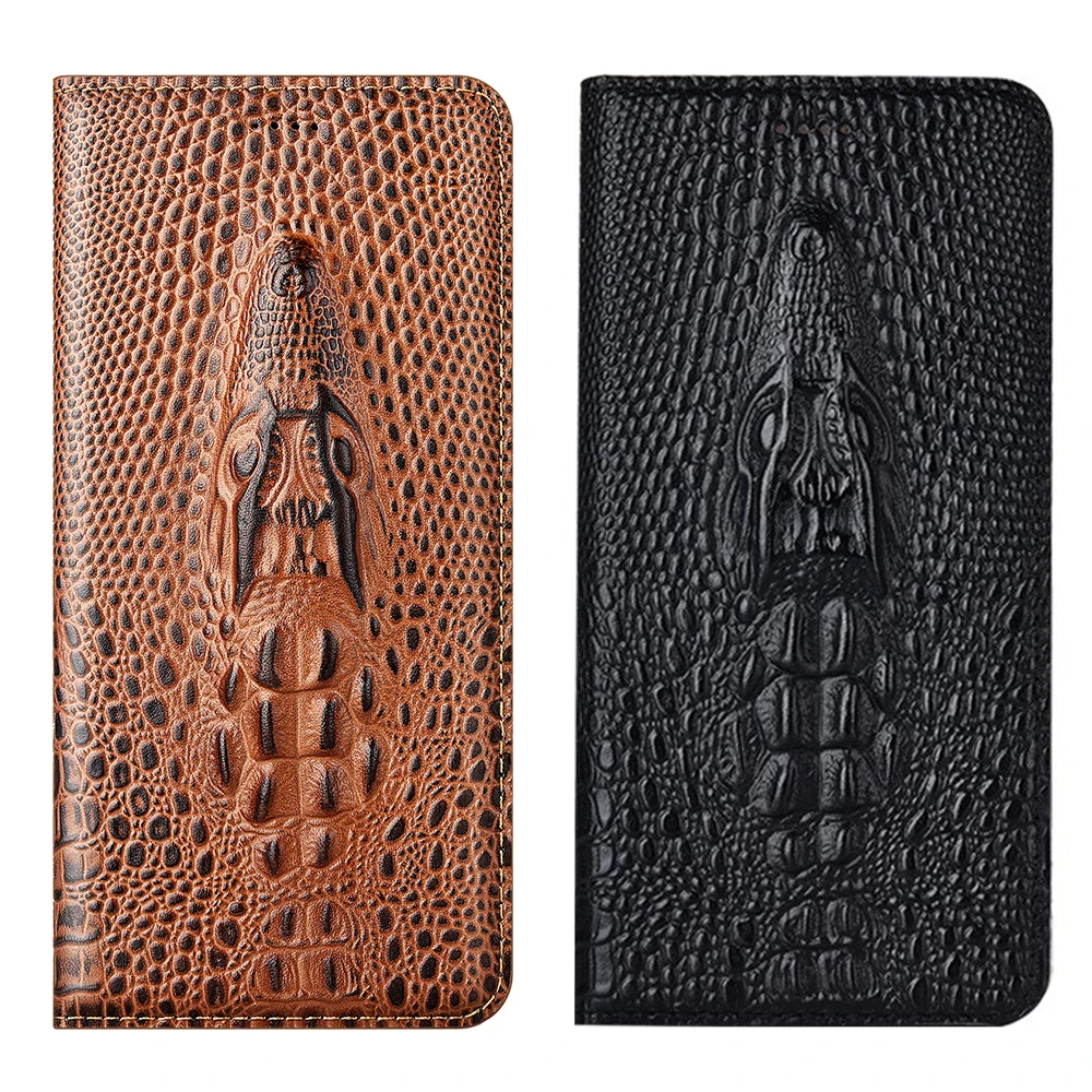 

Genuine Leather Flip Phone Case For Huawei P Smart Z Y6S Y5 Lite Y6 Pro Y7 Y9 Prime 2019 2018 2017 Cover Case Crocodile Style