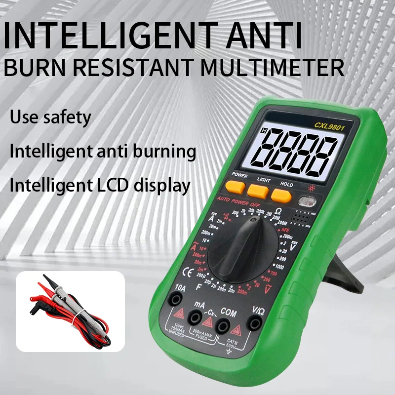 LCD Digital Multimeter Professional Intelligent Anti-burn Resistant Multumeter Clear Reading CXL9801
LCD Digital Multimeter Professional Intelligent Anti-burn Resistant Multumeter Clear Reading CXL9801