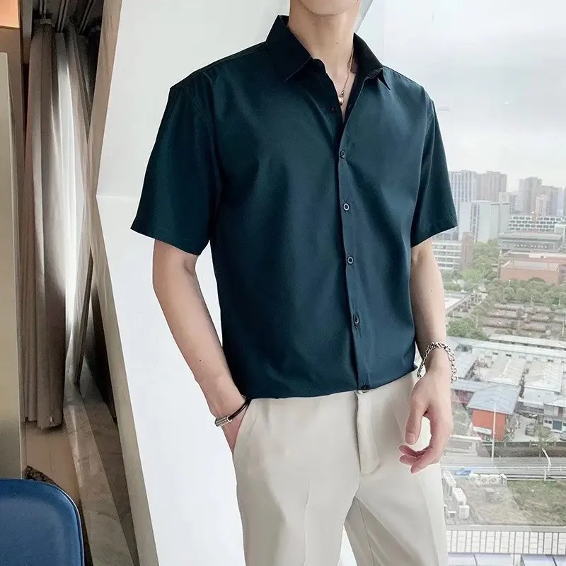 Ice Silk Men's Dress Shirts 2023 Fashion Regular Fit Short Sleeve Shirt Men Black White Formal Button Up Shirt Chemise Homme
Ice Silk Men's Dress Shirts 2023 Fashion Regular Fit Short Sleeve Shirt Men Black White Formal Button Up Shirt Chemise Homme
