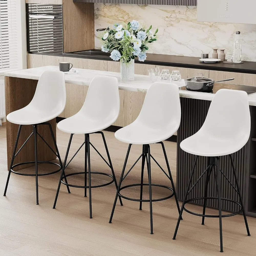 

24inch Mid Century Swivel Barstools Set of 4, Modern Counter Bar Height Stools Armless Bar Chairs Side Chair