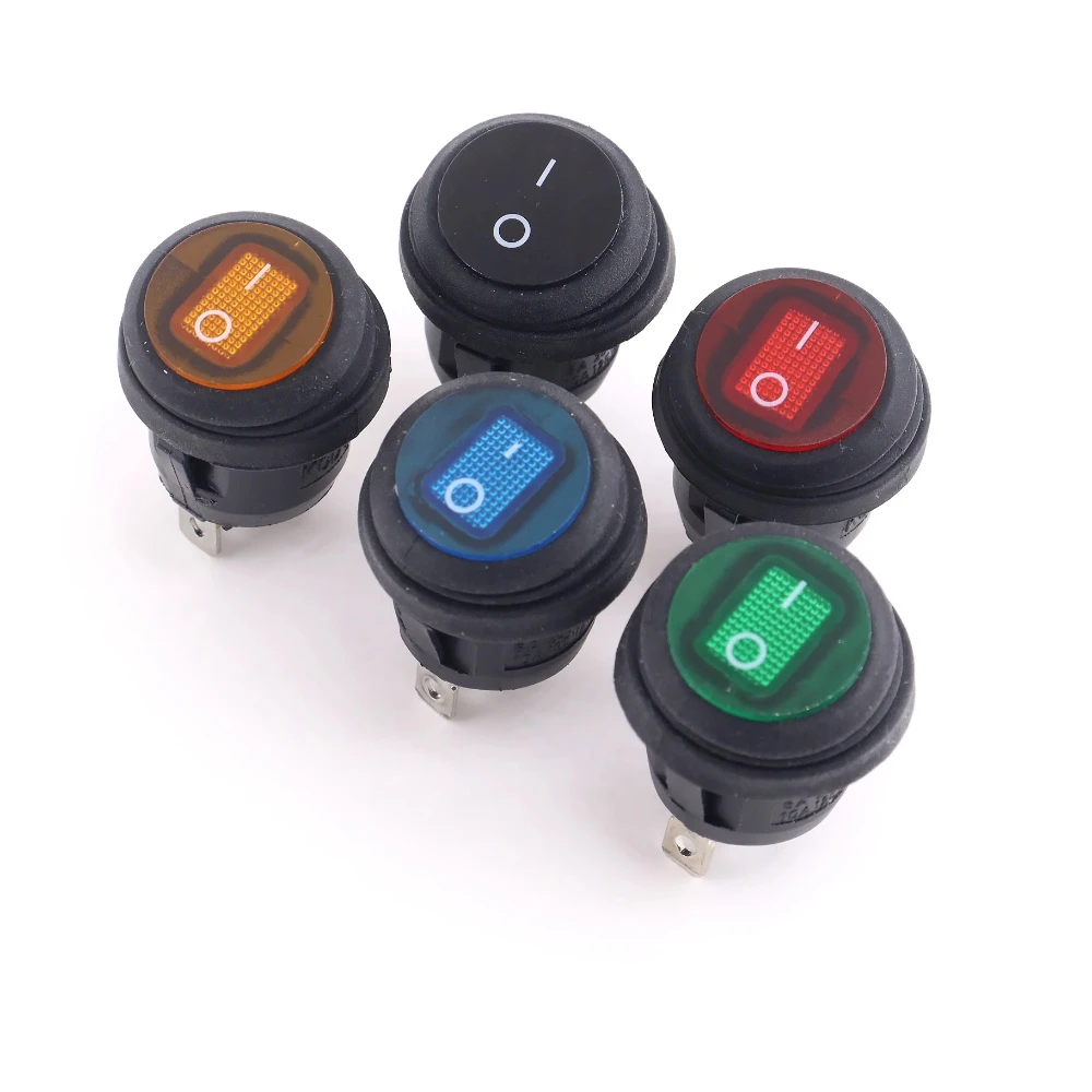 

100PCS On Off Waterproof Vehicle Boat Switch Round Switch SPST 3Pin Rocker Switch 6A 10A 250V 125V AC LED