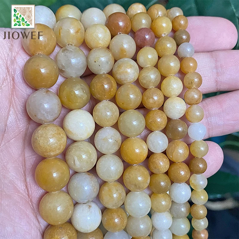 

Yellow Aventurine Gem Round Beads for Jewelry Making DIY Bracelet Necklace Natural Stone Beads Chains 15" Strand 4/6/8/10/12m