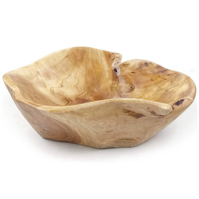 

5X Wooden Fruit Salad Serving Bowl Hand-Carved Root Bowls Creative Living Room Real Wood Candy Bowl 15-19Cm
