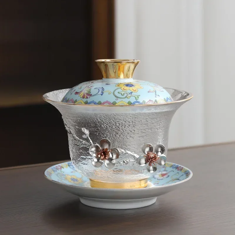 Glass Sancai Gaiwan Color Enamel Chinese Kungfu Tea Tureen Heat-resistant Glass Teacups Elegant Teaware Luxury Tea Bowl Cups
Glass Sancai Gaiwan Color Enamel Chinese Kungfu Tea Tureen Heat-resistant Glass Teacups Elegant Teaware Luxury Tea Bowl Cups