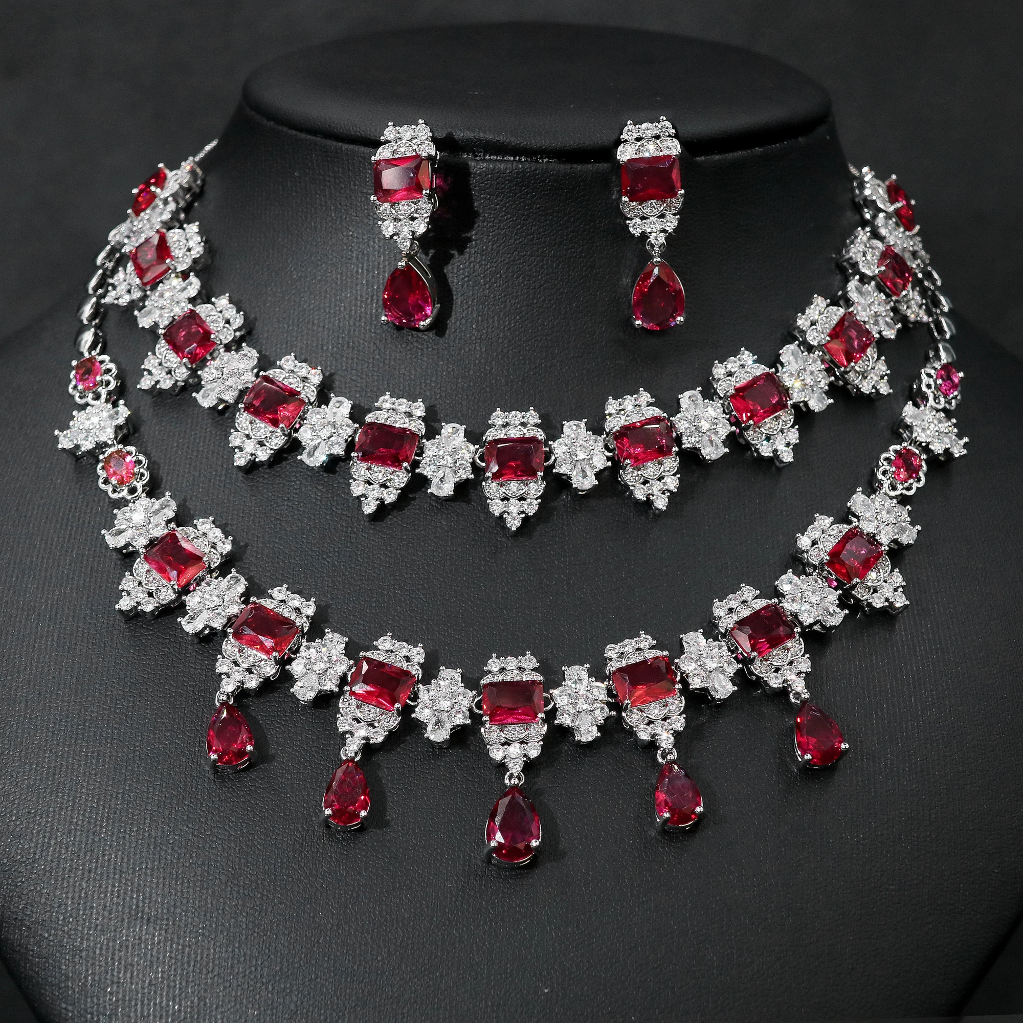 New Double Layer Water Drop Pendant Necklace Earrings Set Cubic Zirconia Women Wedding Banquet Jewelry Set for Wedding Banquet
New Double Layer Water Drop Pendant Necklace Earrings Set Cubic Zirconia Women Wedding Banquet Jewelry Set for Wedding Banquet