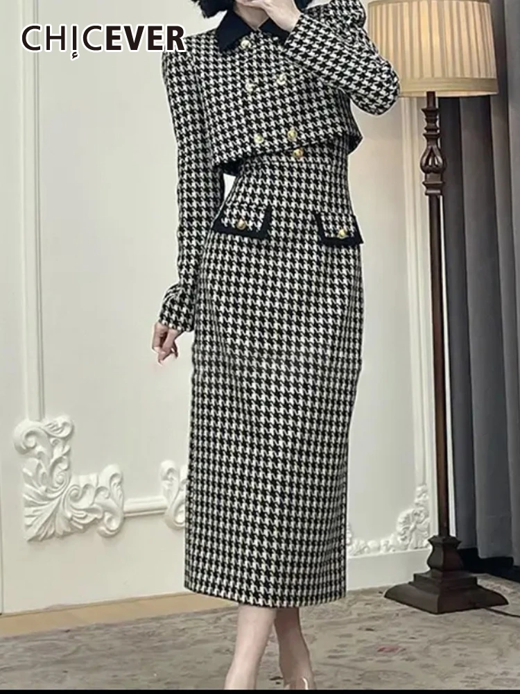 CHICEVER Houndstooth Two Piece Set For Women Square Collar Sleeveless Dresses Lapel Long Sleeve Coat Spring Sets Female 2023 New
CHICEVER Houndstooth Two Piece Set For Women Square Collar Sleeveless Dresses Lapel Long Sleeve Coat Spring Sets Female 2023 New