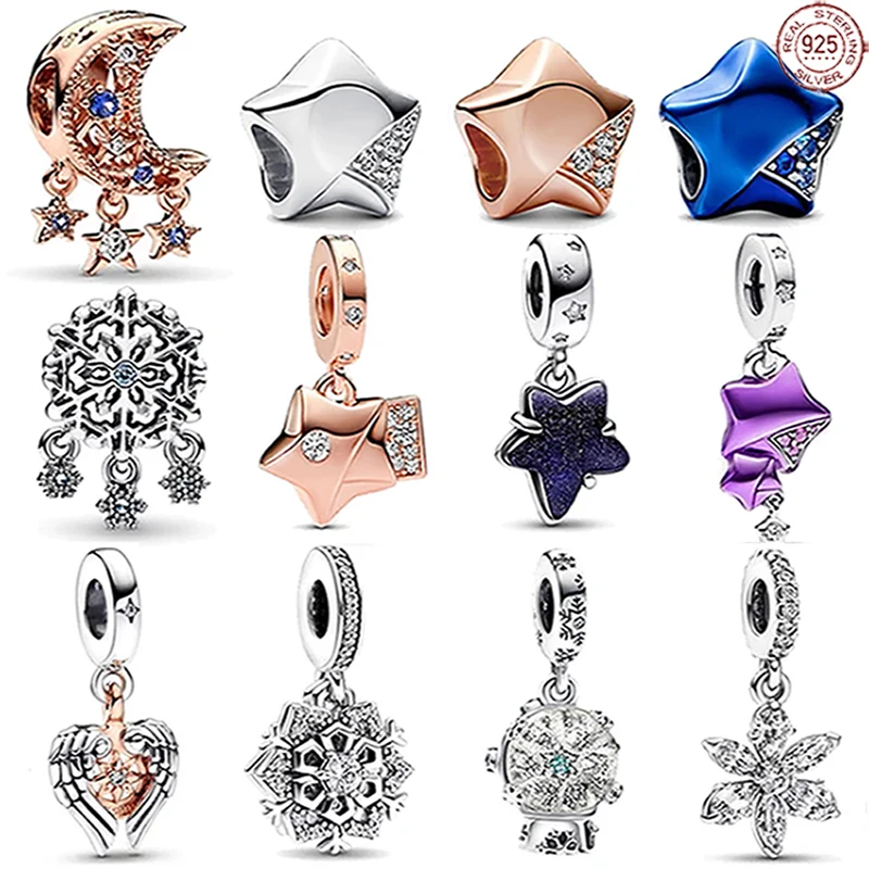 Lucky Star Classic 925 Sterling Silver Snowflake Moon Pendant fit Original Pandora Charm Bracelet DIY Christmas Gift for friend
Lucky Star Classic 925 Sterling Silver Snowflake Moon Pendant fit Original Pandora Charm Bracelet DIY Christmas Gift for friend
