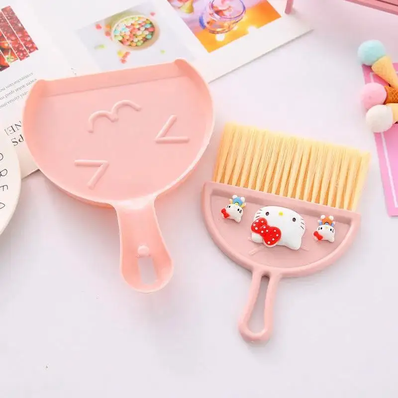 

Cute Hello Kitty Small Broom and Dustpan Set Sanrio Anime Cinnamoroll Little Twin Stars Home Desktop Cleaning Toys Gift for Girl