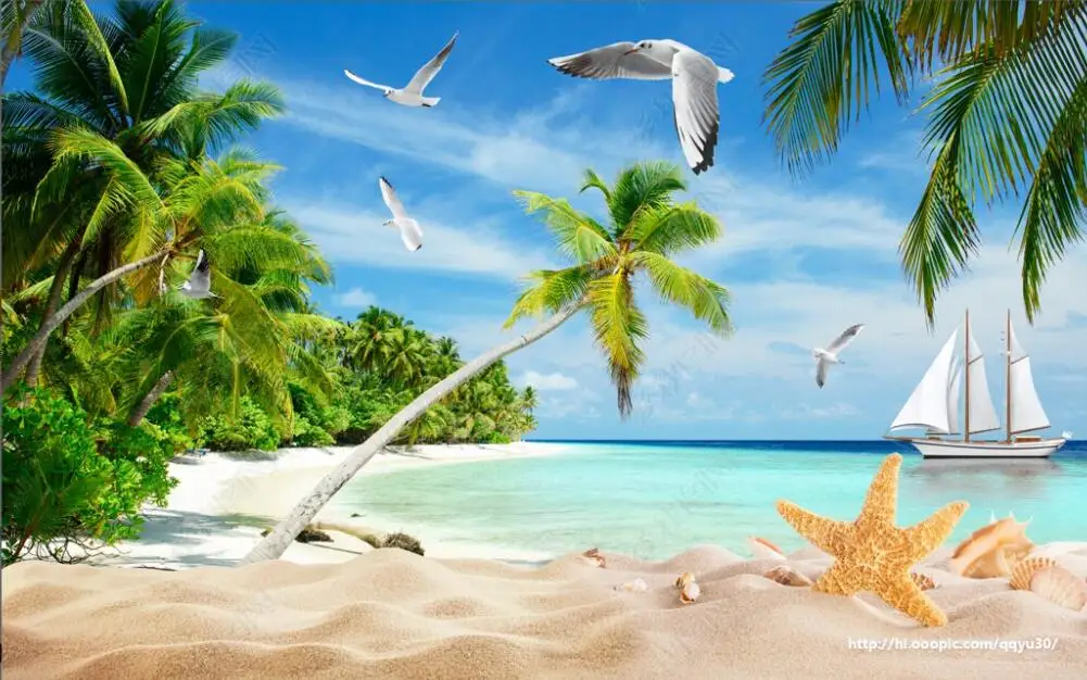 

3d photo wallpapers customised mural island coconut tree beach seascape living room home decor bedroom wallpaper for walls 3d