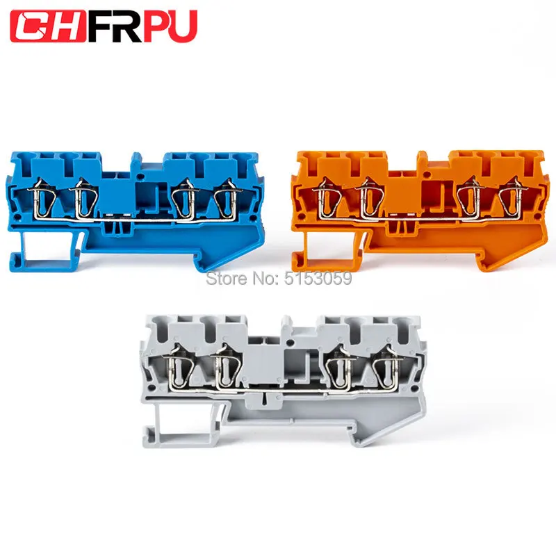 

10Pcs ST2.5-QUATTRO Din Rail terminal block Four conductor spring cage terminal block,two in two out wire terminal block