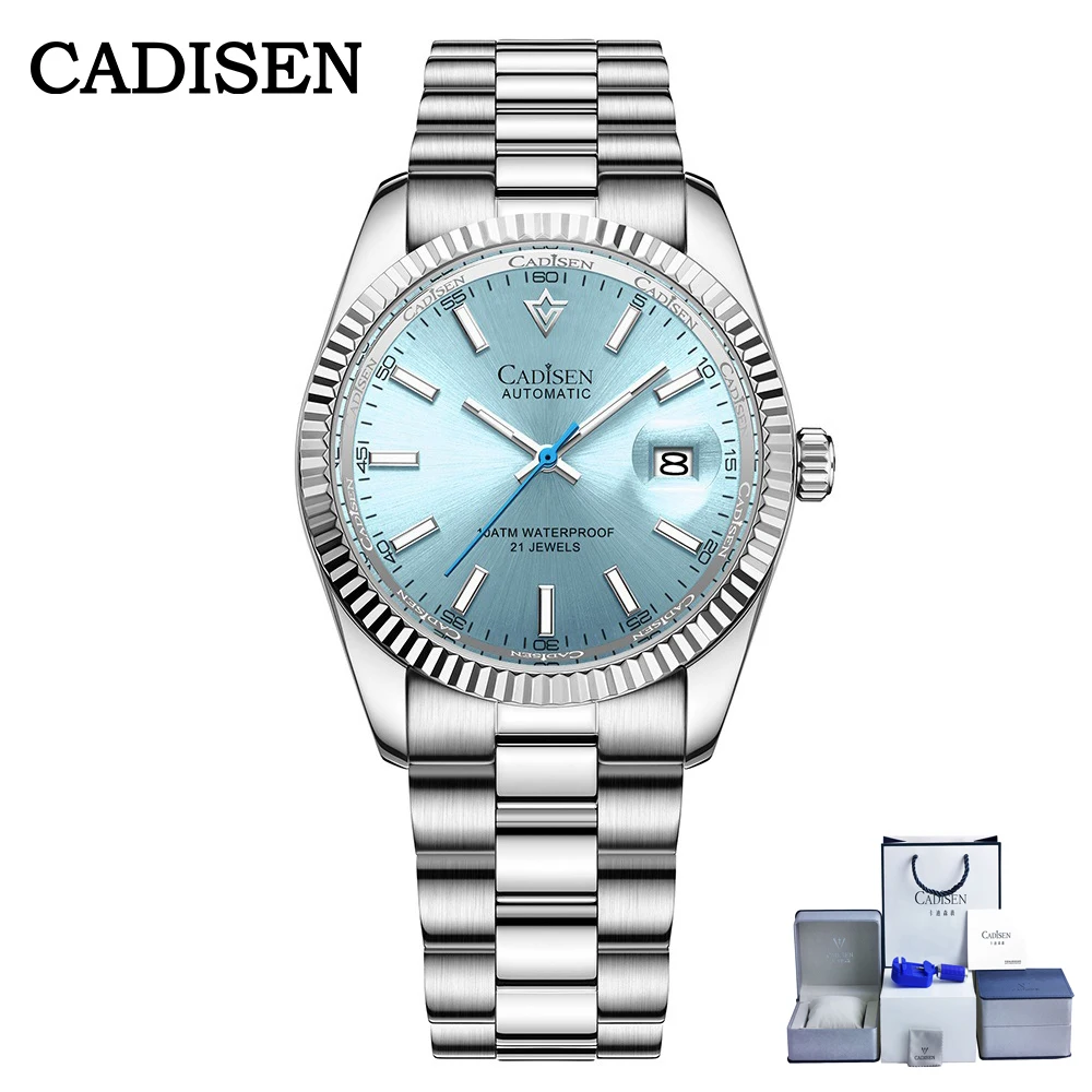 

CADISEN Luxury Automatic Watches Men Top Brand Tiffany Blue Man Business Watch Stainless Steel Swim Mechanical Wristwatch Reloj
