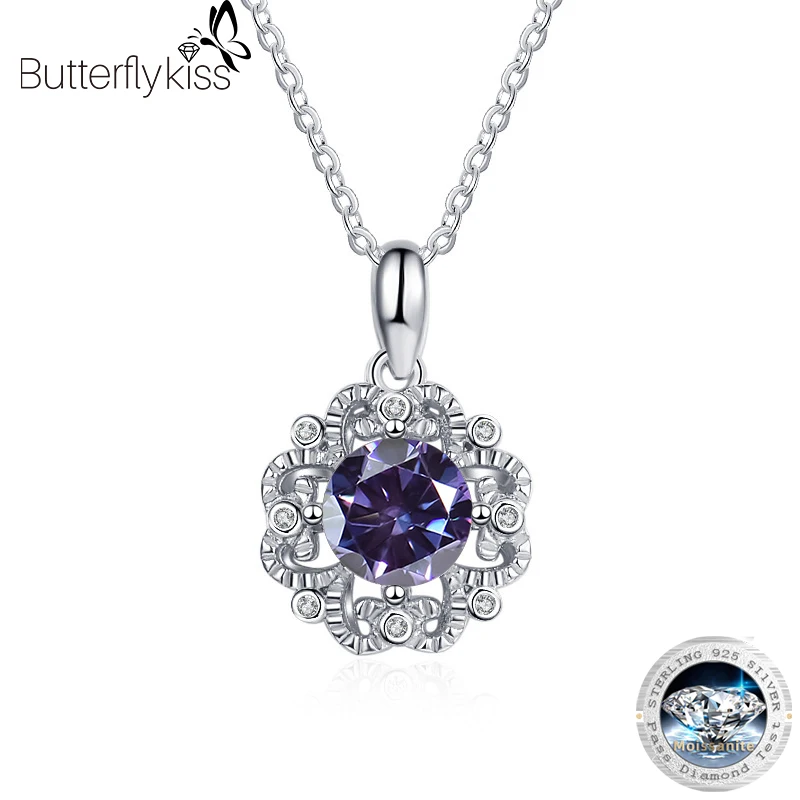 Butterflykiss Moissanite Diamond 6.5mm 1Carat Necklace For Woman Flower Pendant 925 Silver Chains Party Bridal Jewelry Xmas Gift 
Butterflykiss Moissanite Diamond 6.5mm 1Carat Necklace For Woman Flower Pendant 925 Silver Chains Party Bridal Jewelry Xmas Gift