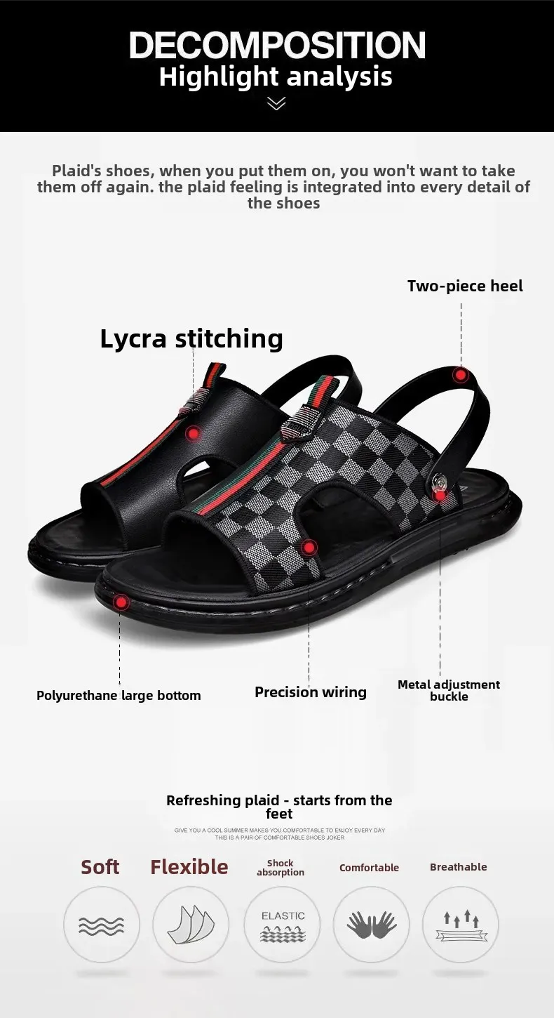 Men's Casual Soft Bottom Sandals 2023 Summer New Style Two-Use Genuine Leather Breathable Anti-Slip Outer Wear Trendy Men's Casual Soft Bottom Sandals 2023 Summer New Style Two-Use Genuine Leather Breathable Anti-Slip Outer Wear Trendy