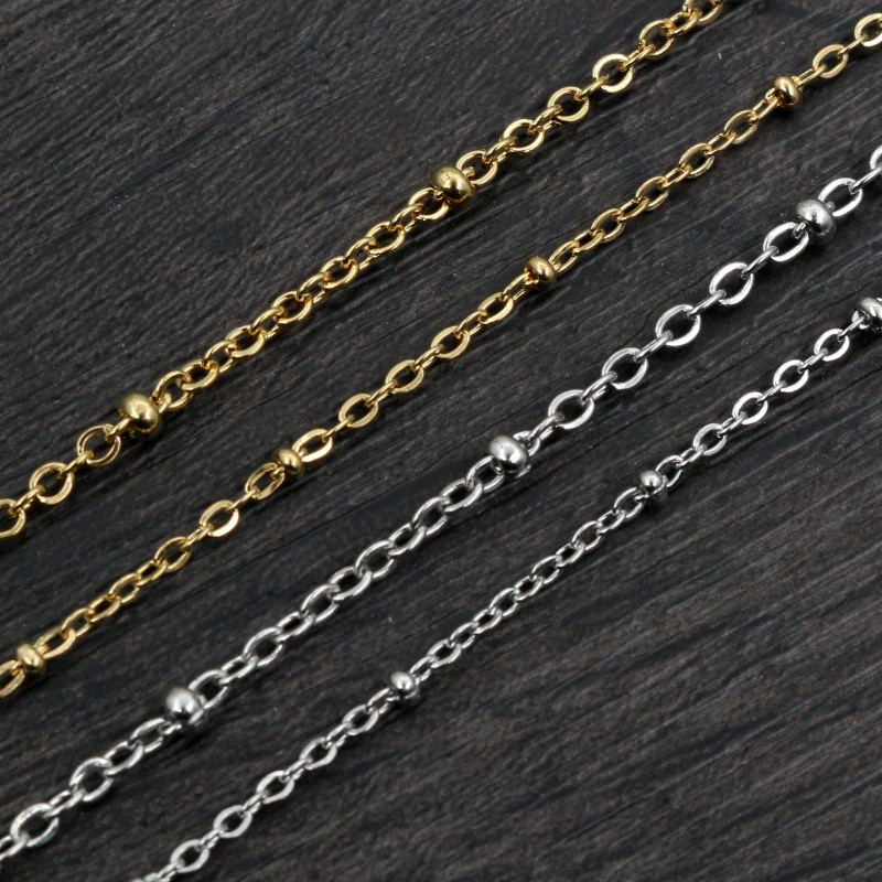 

5 Meters Never Fade Stainless Steel Gold Plated Cross Ball Necklace Chains For DIY Jewelry Findings Making Handmade Supplies
