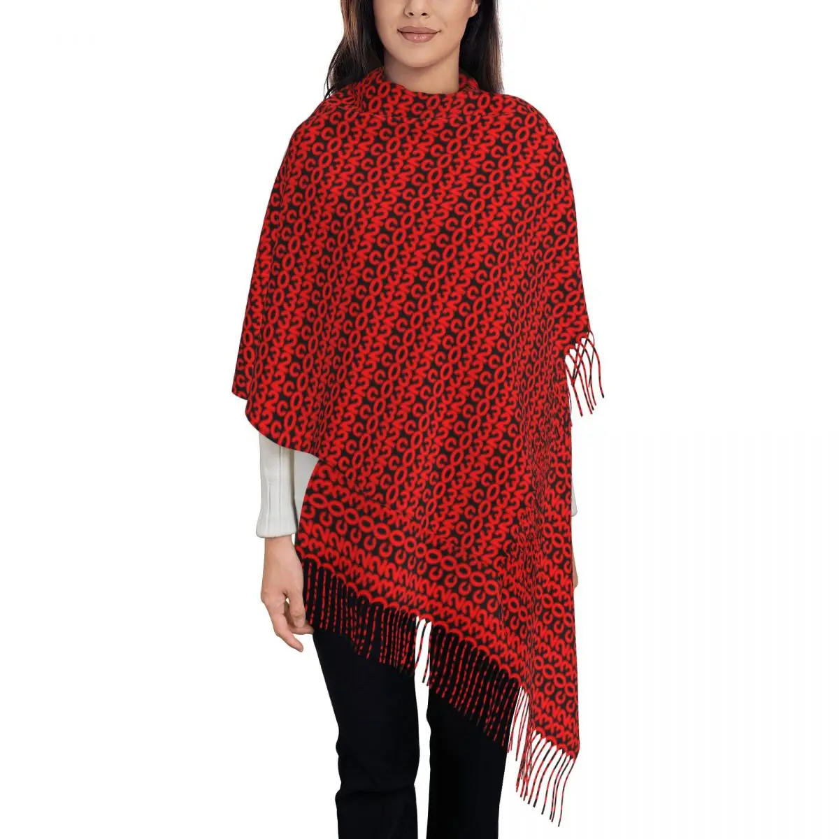 

Модный женский шарф, новинка 2024, большие шарфы с длинной кисточкой, зима y2k, забавная шаль, накидка, сохраняющая тепло, на заказ, Bufanda Mujer