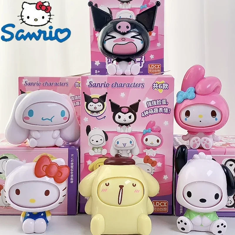 

Sanrio Kawaii Face-changing Figure Cinnamoroll Pochacco My Melody Hello Kitty Kuromi Pompom Purin Anime Model Action Figurine