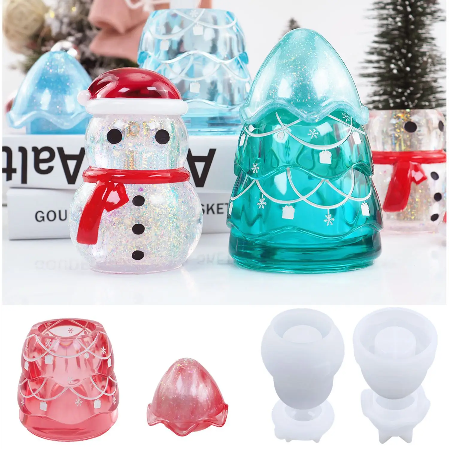 DIY Crystal Epoxy Resin Mold Christmas Tree Snowman Storage Jar Bottle Candy Jewelry Storage Decoration Home Oranment Molds
DIY Crystal Epoxy Resin Mold Christmas Tree Snowman Storage Jar Bottle Candy Jewelry Storage Decoration Home Oranment Molds