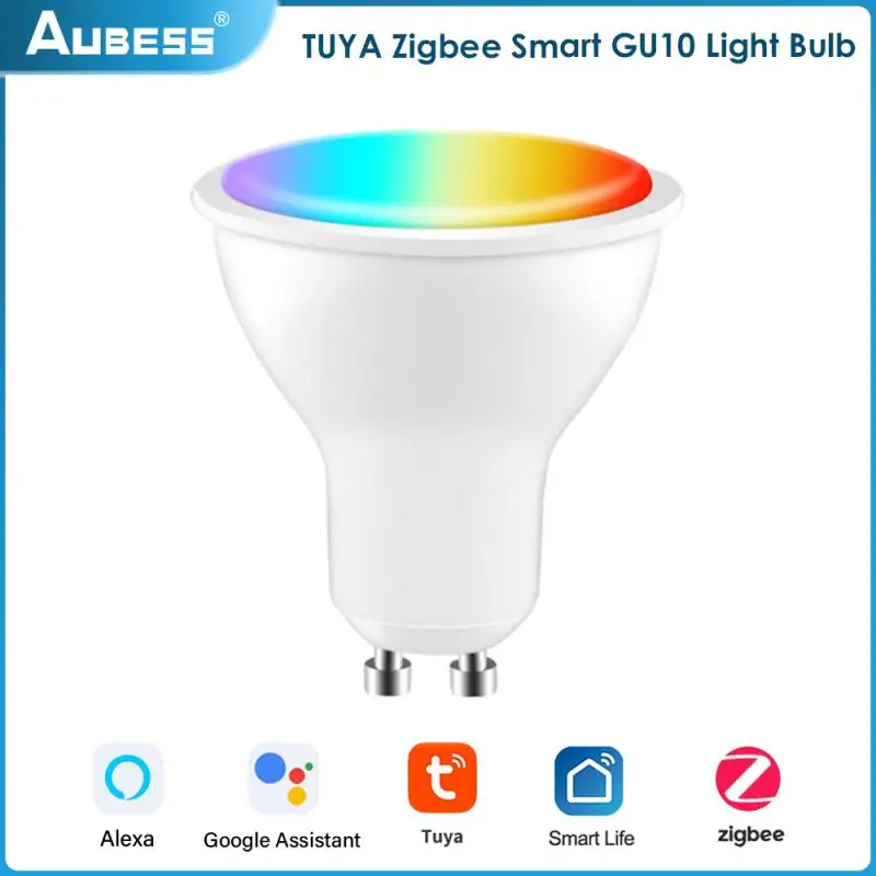 

1PCS 100-240V 5W Tuya Zigbee Smart GU10 Light Bulb RGB+CCT Spotlight Dimmable LED Bulb Voice Control Work With Alexa Google Home