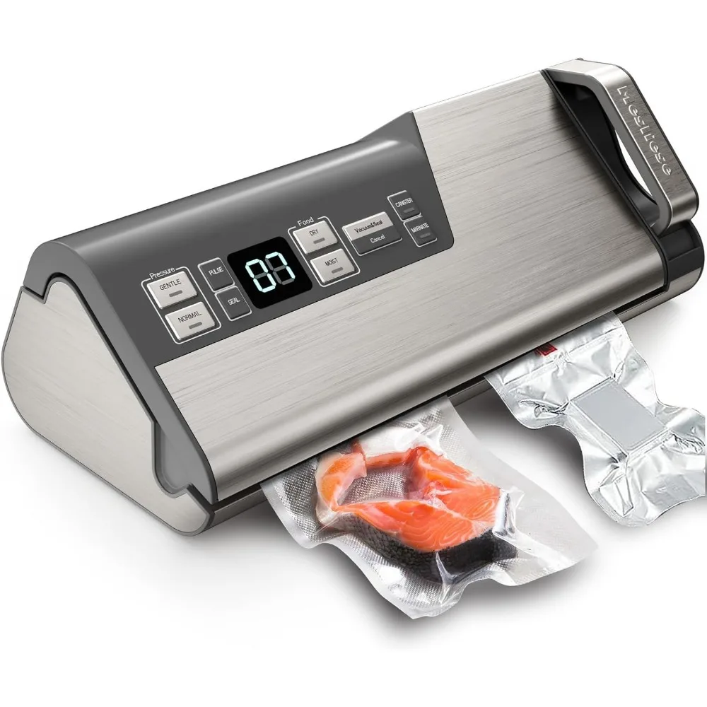 

95kPa 140W Double Seal Powerful Food Vacuum Sealer, Includes 2 Bag Rolls, 5pcs Pre-cut Bags