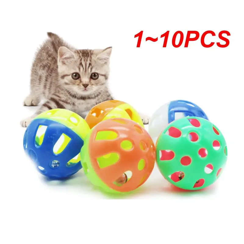 

1~10PCS Plastic Colorful Cat Toys Bells Balls Play Kitten Fun Games Pets Interactive Animal Exercise Funny Cat Toy Ball