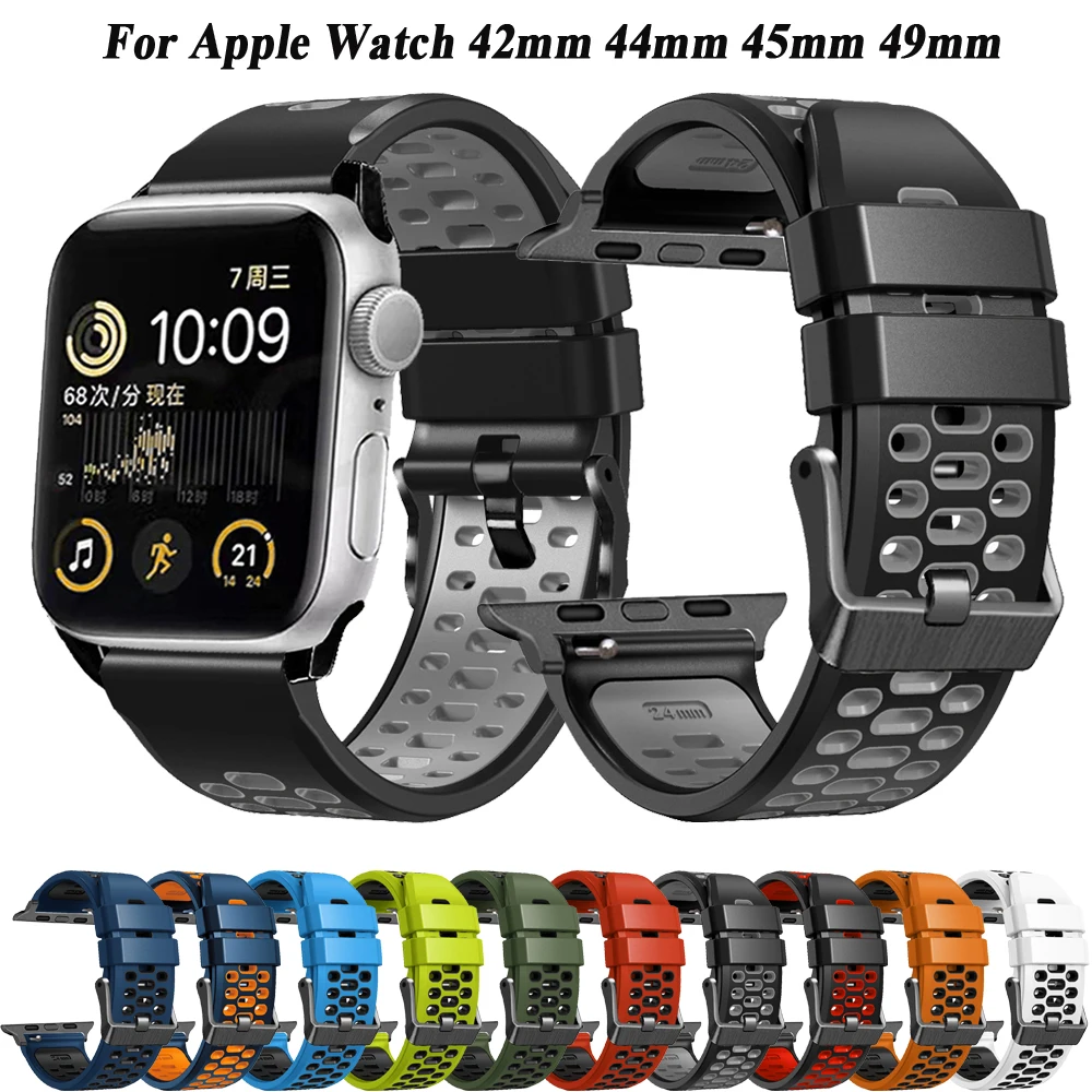 

Watchband Strap For Apple Watch Band 45mm 44mm 49mm 42mm Silicone Man Sport Bracelet iWatch Serie Ultra 4 5 se 6 7 8 Wristbands