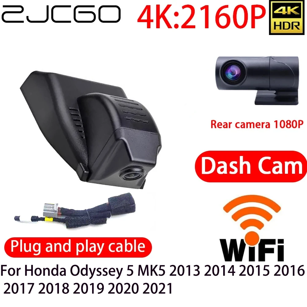 

ZJCGO 4K DVR Dash Cam Wifi Front Rear Camera 24h Monitor Honda Odyssey 5 MK5 2013 2014 2015 2016 2017 2018 2019 2020 2021