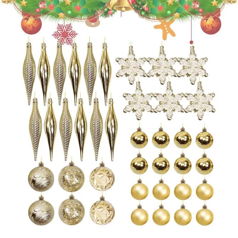 

Christmas Baubles Balls Ornaments Set 40pcs Handheld Assorted Christmas Baubles Kit Decor Shatterproof Christmas Baubles Kit For