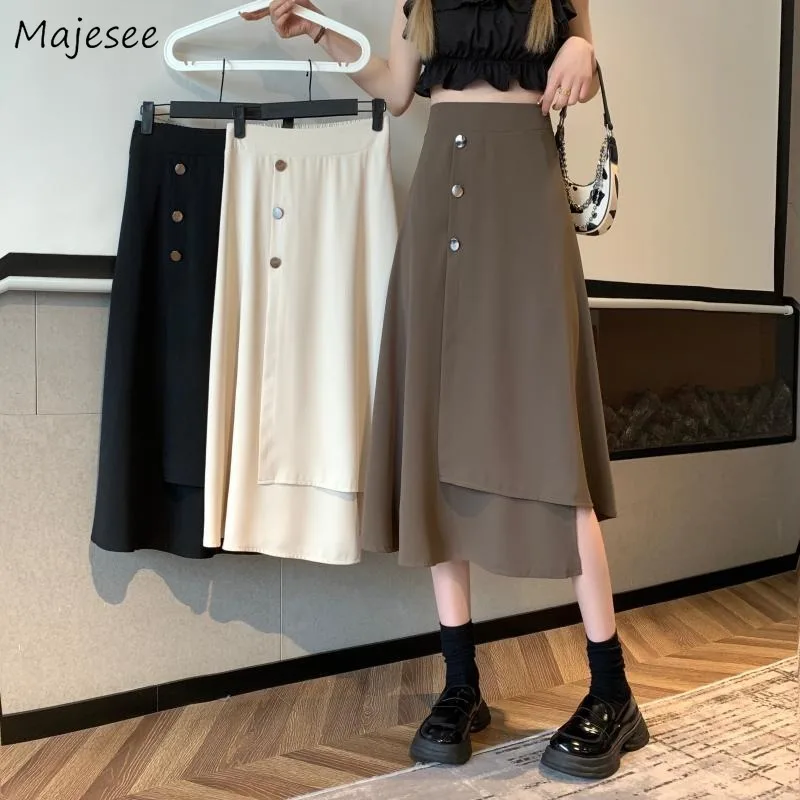 Irregular Skirts Women High Waist Design Elegant Females Button Summer Girlish Stylish Korean Style Faldas Largas Leisure New
Irregular Skirts Women High Waist Design Elegant Females Button Summer Girlish Stylish Korean Style Faldas Largas Leisure New
