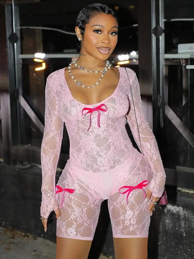 Женские Кружевные Боди с бантом, модные пикантные комбинезоны с коротким рукавом, уличная одежда, женские прозрачные цельные комбинезоны, лето 2024
Женские Кружевные Боди с бантом, модные пикантные комбинезоны с коротким рукавом, уличная одежда, женские прозрачные цельные комбинезоны, лето 2024