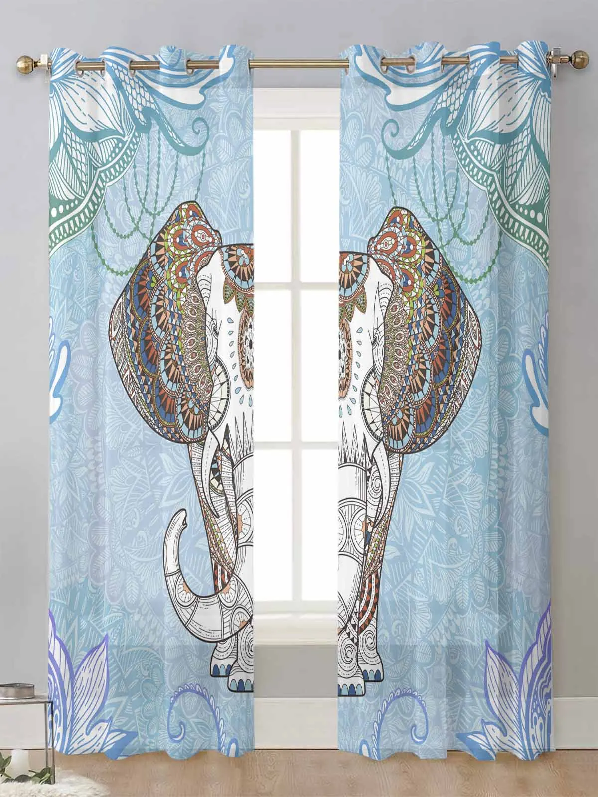 Elephant Mandala Indian National Sheer Curtains For Living Room Window Voile Tulle Curtain Cortinas Drapes Home Decor
Elephant Mandala Indian National Sheer Curtains For Living Room Window Voile Tulle Curtain Cortinas Drapes Home Decor