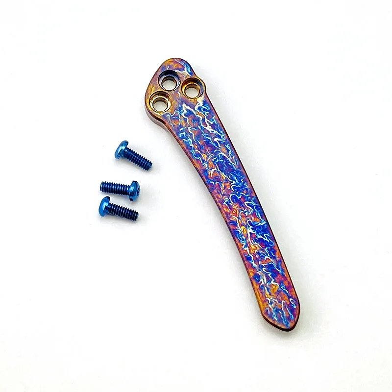 

1pc Titanium Alloy Knife Pocket Clip Back Clamp Roasted Blue With Screws For Spyderco C81 Para2 C223 Para3 Delica Endura C11 C10