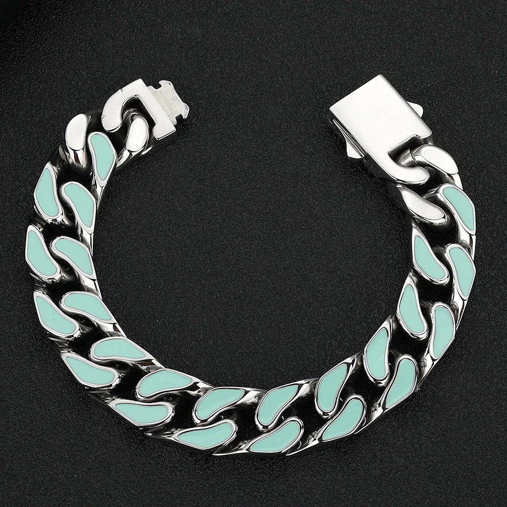 Fashion Personality Drop Oil Hip Hop Men Titanium Steel Bracelet Girls Niche Stainless Steel Non Fading Cuban Bracelet Jewelry
Fashion Personality Drop Oil Hip Hop Men Titanium Steel Bracelet Girls Niche Stainless Steel Non Fading Cuban Bracelet Jewelry