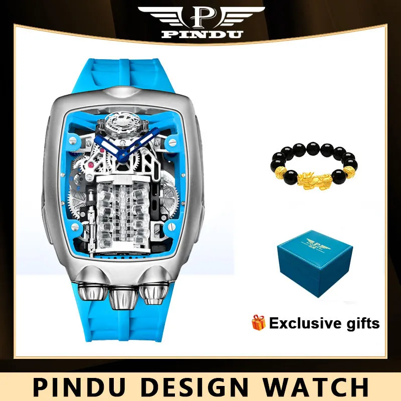 

Механические наручные часы PINDU с сапфировым стеклом, механические часы NH05, спортивный дизайн автомобиля, Классические комбинированные часы P5023