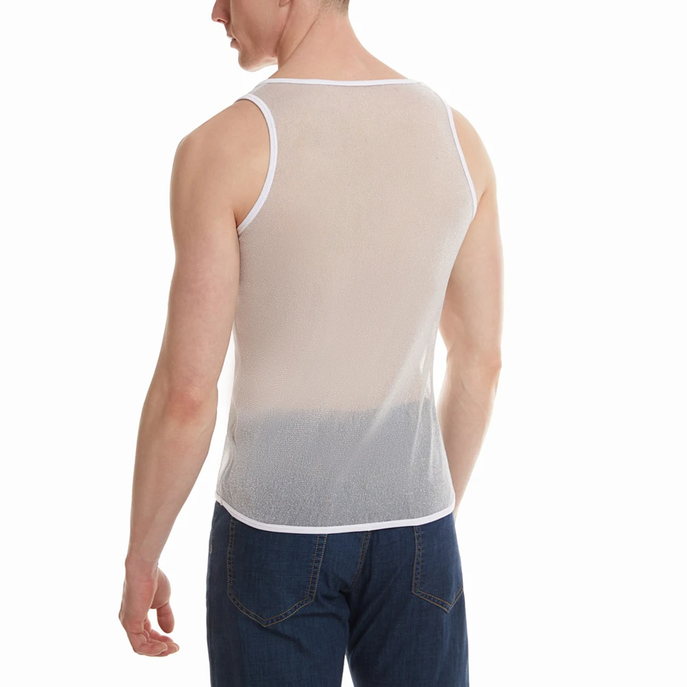 Men Shiny Mesh Muscle Vest Sexy See-Through Undershirt Male Gym Fitness Tank Tops Soft Transparent Undershirt Sleeveless T-shirt
Men Shiny Mesh Muscle Vest Sexy See-Through Undershirt Male Gym Fitness Tank Tops Soft Transparent Undershirt Sleeveless T-shirt
