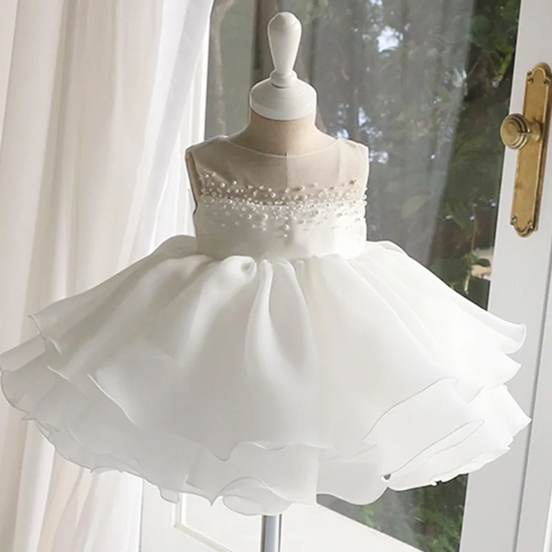 

Newborn Beading White Christening Baby Girls Dress Baptismal 1 Years Birthdays Princess Dresses Party Wedding Tutu Gown Vestidos