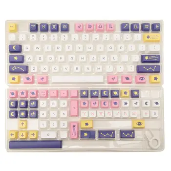 보라색 132 키 XDA 프로파일 PBT 키캡, 기계식 키보드용 별자리 승화 키캡, 68 87 104/108