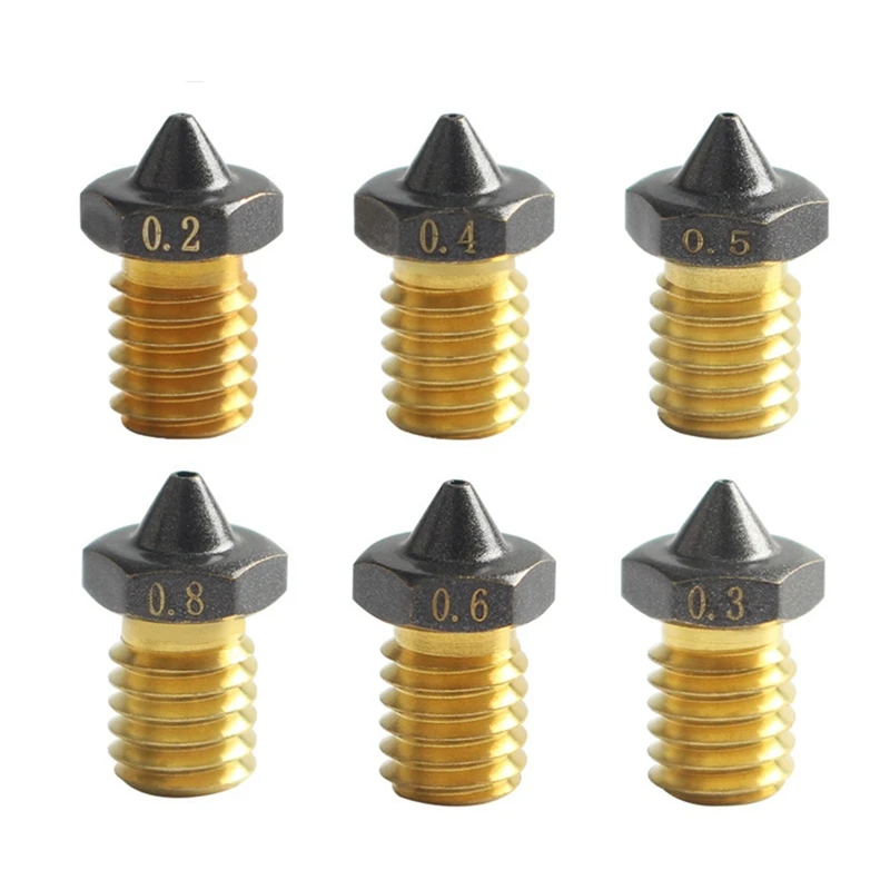 6 шт., латунные сопла для 3D-принтера VORON/MK3S E3D V6 0,2/0,3/0,4/0,5/0,6/0,8 мм
6 шт., латунные сопла для 3D-принтера VORON/MK3S E3D V6 0,2/0,3/0,4/0,5/0,6/0,8 мм