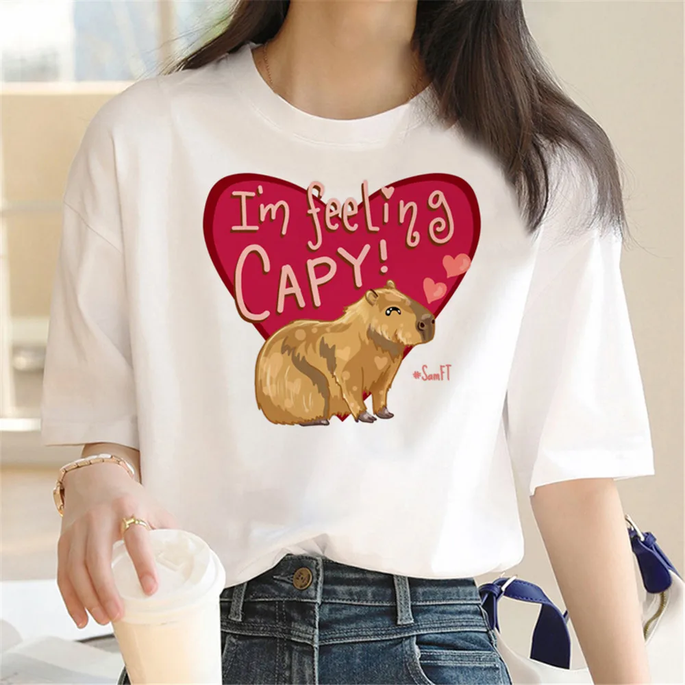 HX Funny Animal Capybara T-Shirt I Am Feeling Capy Sticker Printed T-Shirt Summer Short Sleeve Tees Streetwear Women Clothes
HX Funny Animal Capybara T-Shirt I Am Feeling Capy Sticker Printed T-Shirt Summer Short Sleeve Tees Streetwear Women Clothes