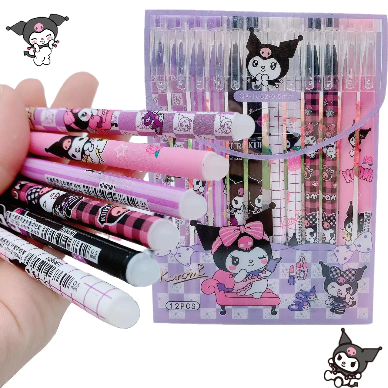 12pcs Kawaii Sanrios Kuromi Cinnamonroll KT Cartoon Erasable Pen 0.5mm Gel Pen black blue Washable Handle Magic Writing Tools
12pcs Kawaii Sanrios Kuromi Cinnamonroll KT Cartoon Erasable Pen 0.5mm Gel Pen black blue Washable Handle Magic Writing Tools