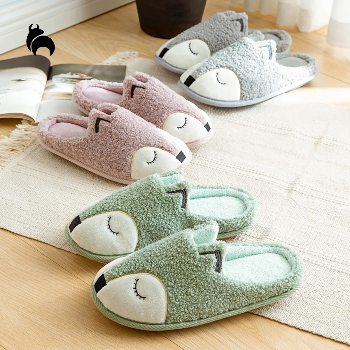 Mo Dou Ms. Cartoon Fox Plush Slippers for Men and Women Indoor Household Slippers Couple Wooden Floor Anti slip Slippers
Mo Dou Ms. Cartoon Fox Plush Slippers for Men and Women Indoor Household Slippers Couple Wooden Floor Anti slip Slippers