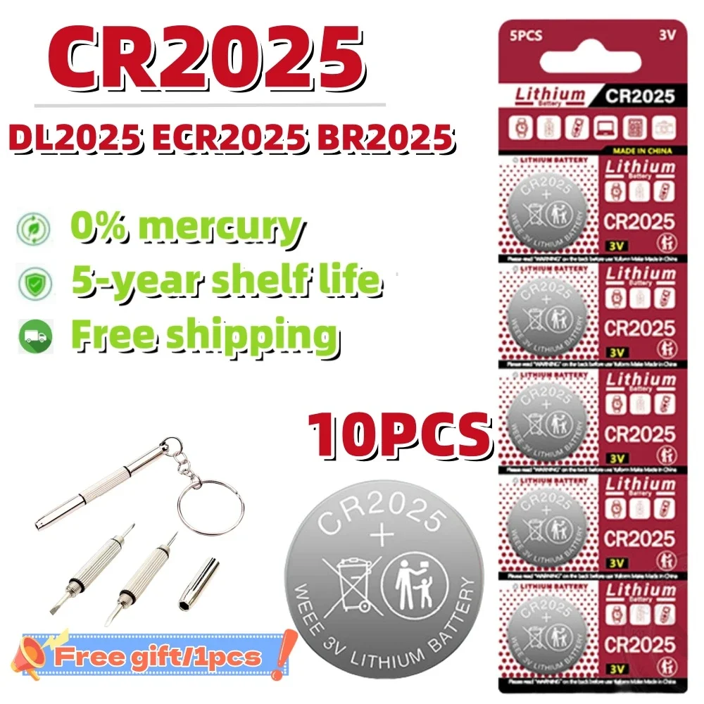 10PCS CR2025 High-Capacity Button cell CR 2025 3V Lithium Battery KCR2025 For Car Remote Control Watch Button Coin Cells
10PCS CR2025 High-Capacity Button cell CR 2025 3V Lithium Battery KCR2025 For Car Remote Control Watch Button Coin Cells