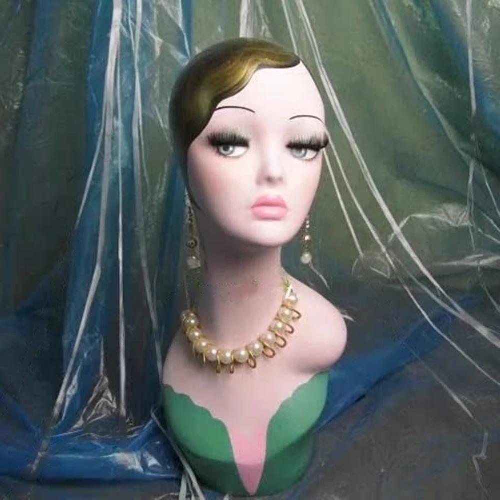 Female Mannequin Head with Makeup Green Wigs Vintage Style Model Hat Accessory Earring Glasses Necklace Display
Female Mannequin Head with Makeup Green Wigs Vintage Style Model Hat Accessory Earring Glasses Necklace Display