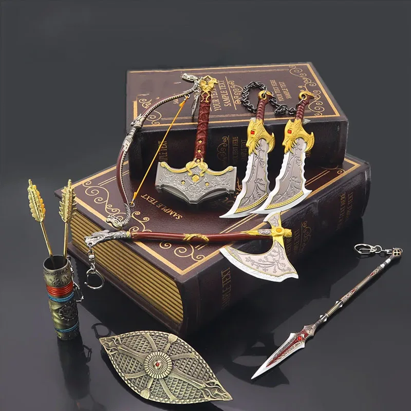 

God of War Kratos Gift Set of 6Pcs Leviathan Axe Chaos Blade Uncut Game Cosplay Peripheral Weapon Models Katana Toy Gift for Boy