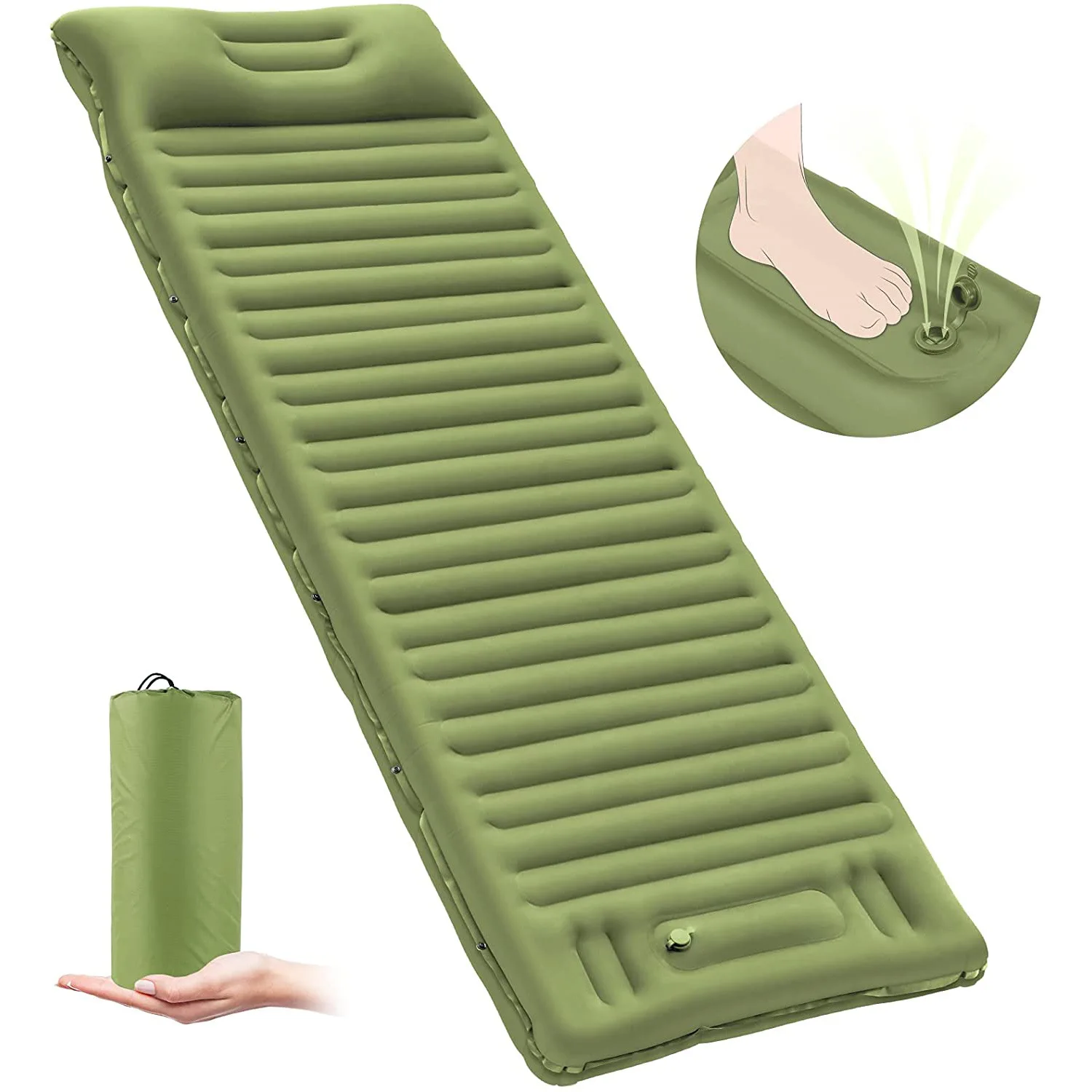 

Inflatable Outdoor Adult Sun Lounger with Pillows Waterproof Air Mattresses Moisture-proof Portable Foldable Beach Camping Mat