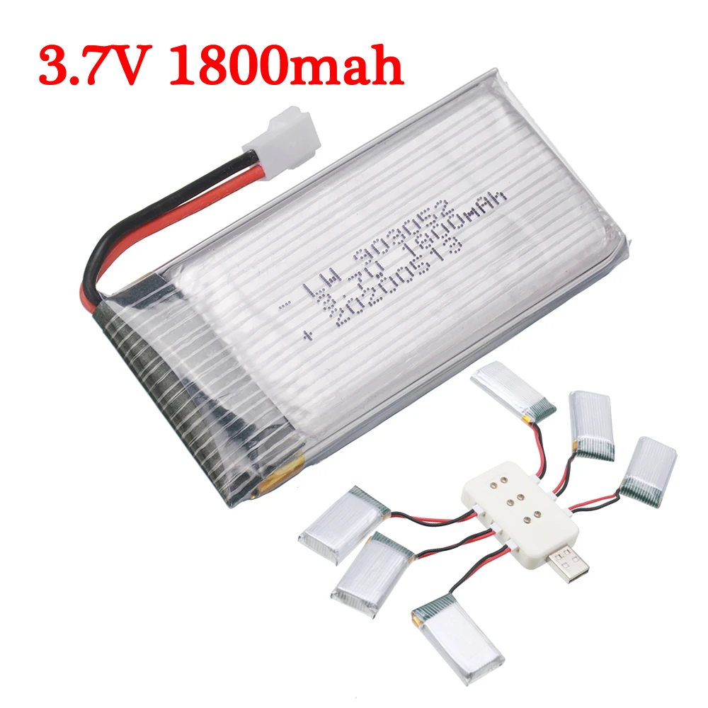 

3.7v 1800mAh Lipo Battery + (6in1)charger for SYMA KY601S X5 X5S X5C X5SC X5SH X5SW M18 H5P H11D H11C RC Drone helicopter Parts