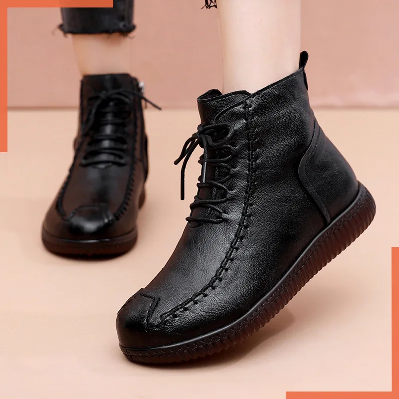 Winter Women Snow Boots Women's Genuine Leather Warm Fur Soft Flat Ankle Boots Mother Waterproof Casual Non-slip Booties
Winter Women Snow Boots Women's Genuine Leather Warm Fur Soft Flat Ankle Boots Mother Waterproof Casual Non-slip Booties