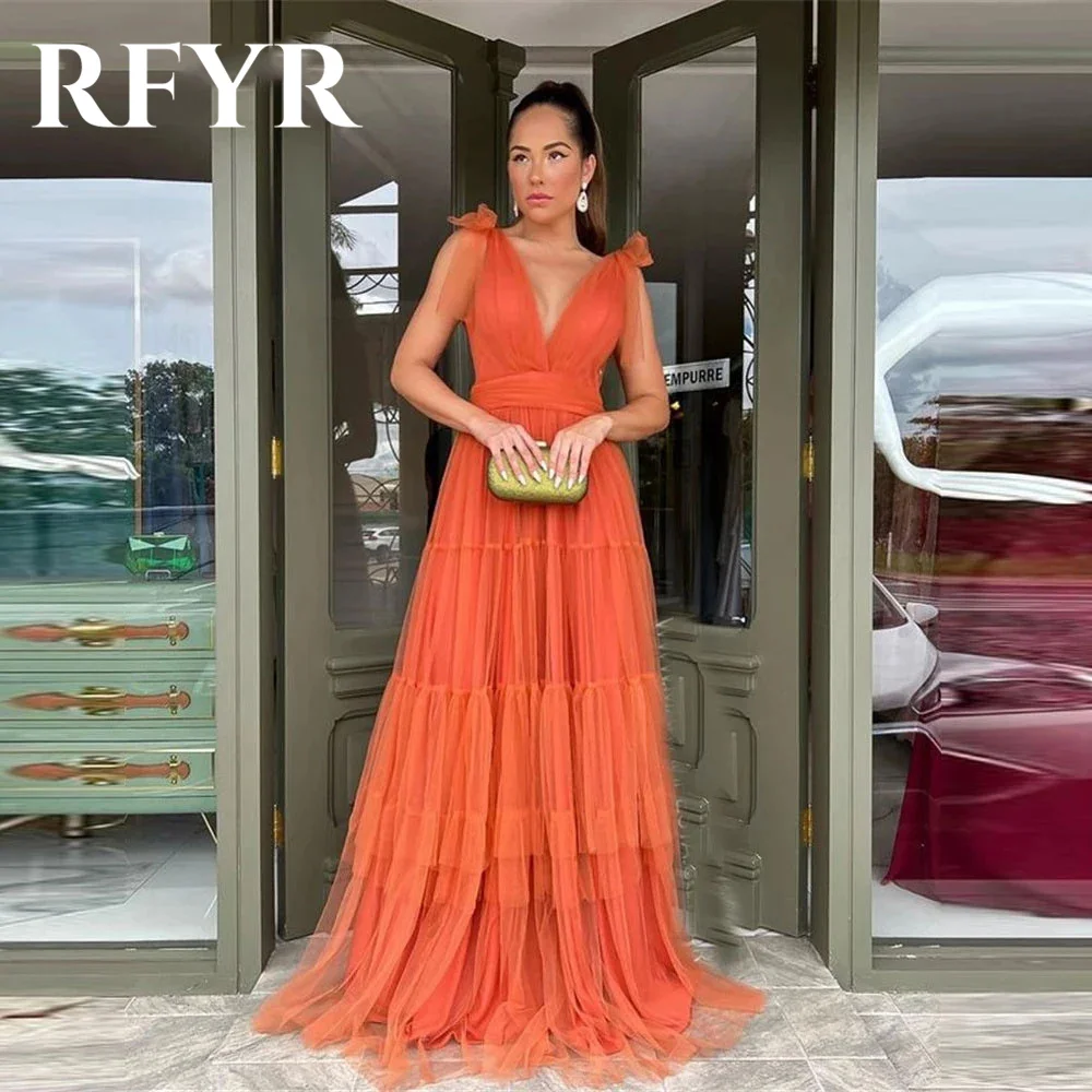 RFYR Orange Evening Dresses Beach Tulle Sweep Train Prom Dresses V-Neck Backless Tierd Bow Shoulder Party Evening Gowns 2024
RFYR Orange Evening Dresses Beach Tulle Sweep Train Prom Dresses V-Neck Backless Tierd Bow Shoulder Party Evening Gowns 2024