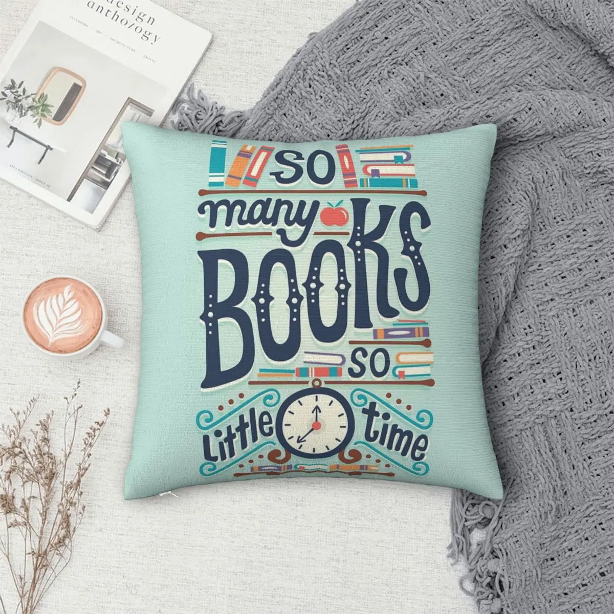 

So Many Books So Little Time Pillowcase Polyester Pillows Cover Cushion Comfort Throw Pillow Sofa Decorative Cushions Used