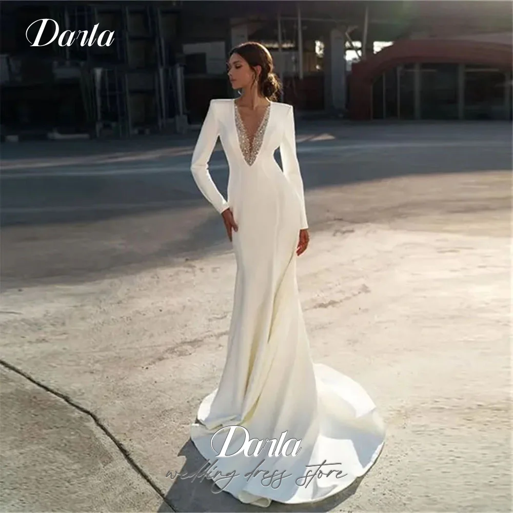 Satin Mermaid Wedding Dress 2024 Sexy Sequins Glitter V neck Luxury Pleated Long Dresses For Women Full Sleeve Gown Court Train
Satin Mermaid Wedding Dress 2024 Sexy Sequins Glitter V neck Luxury Pleated Long Dresses For Women Full Sleeve Gown Court Train