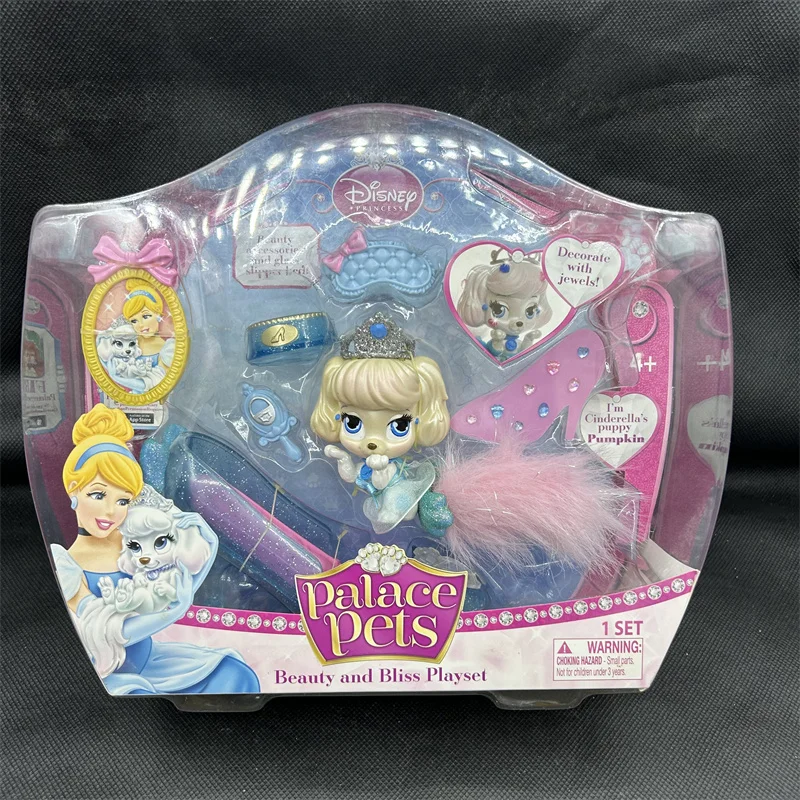 

Disney Princess Palace Pet Dog Set Cartoon Doll Cinderella Crystal Shoes Girl Toys Anime Figurine Model Desktop Ornaments gifts